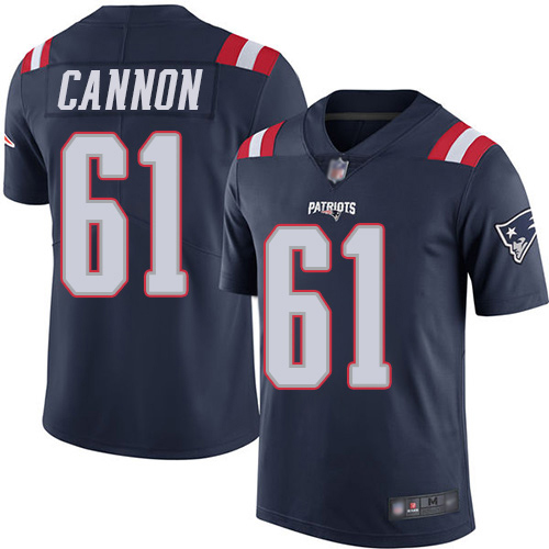 New England Patriots Football 61 Rush Vapor Limited Navy Blue Men Marcus Cannon NFL Jersey